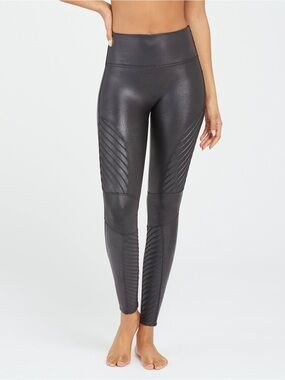 Spanx Black Faux Leather Moto Leggings Women’s Size Medium
